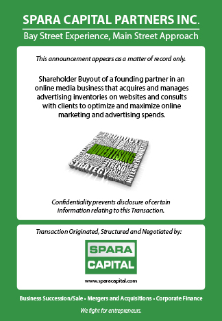 SPARA Capital Tombstone online media company